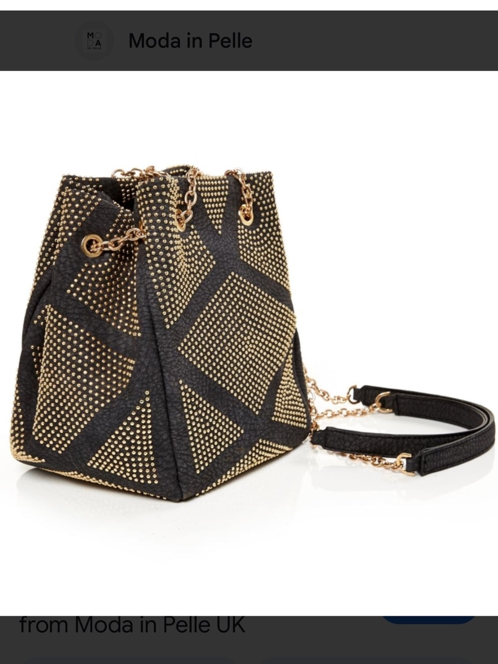 Allybag MODA in Pelle Studded Black Chain Crossbody Bag -